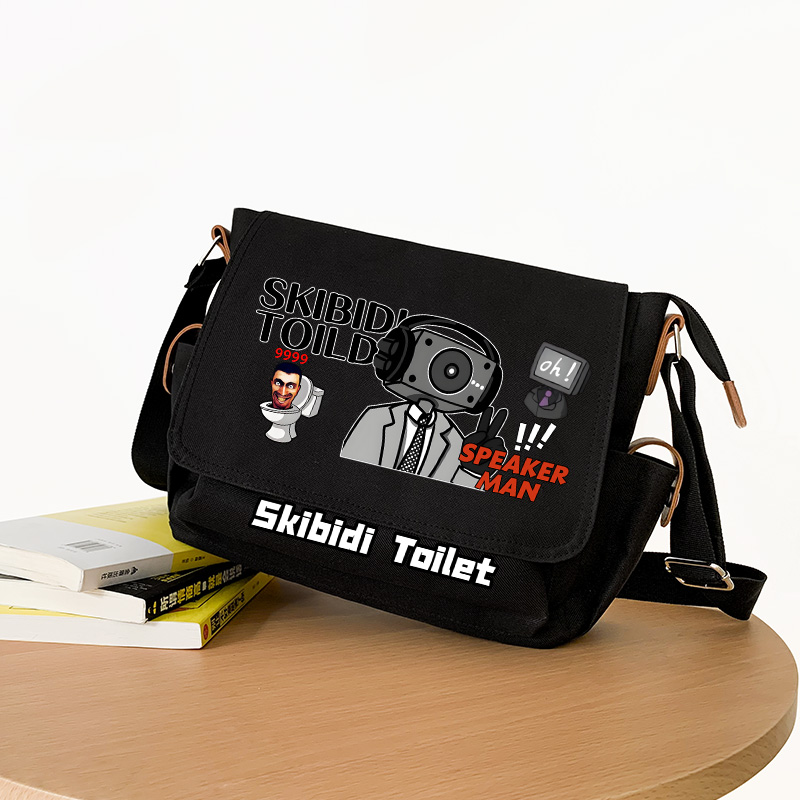 马桶人大战vs监控人休闲单肩包初中小学生斜跨邮差包男士包袋书包