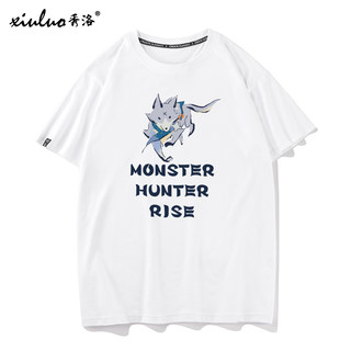 豆小萌怪物猎人小怪兽恐龙衣服Monster Hunter Rise短袖崛起T恤男