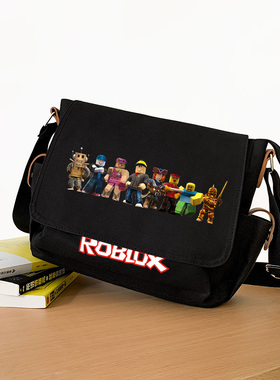 roblox游戏周边潮牌斜挎包单肩包大容量邮差包初中男生书包骑行包