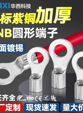 CNXI华西RNB紫铜O型冷压接线端子圆形线鼻子8/22-4/6/8 国标加厚