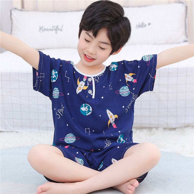 夏季男童绵绸小孩薄款短袖短裤