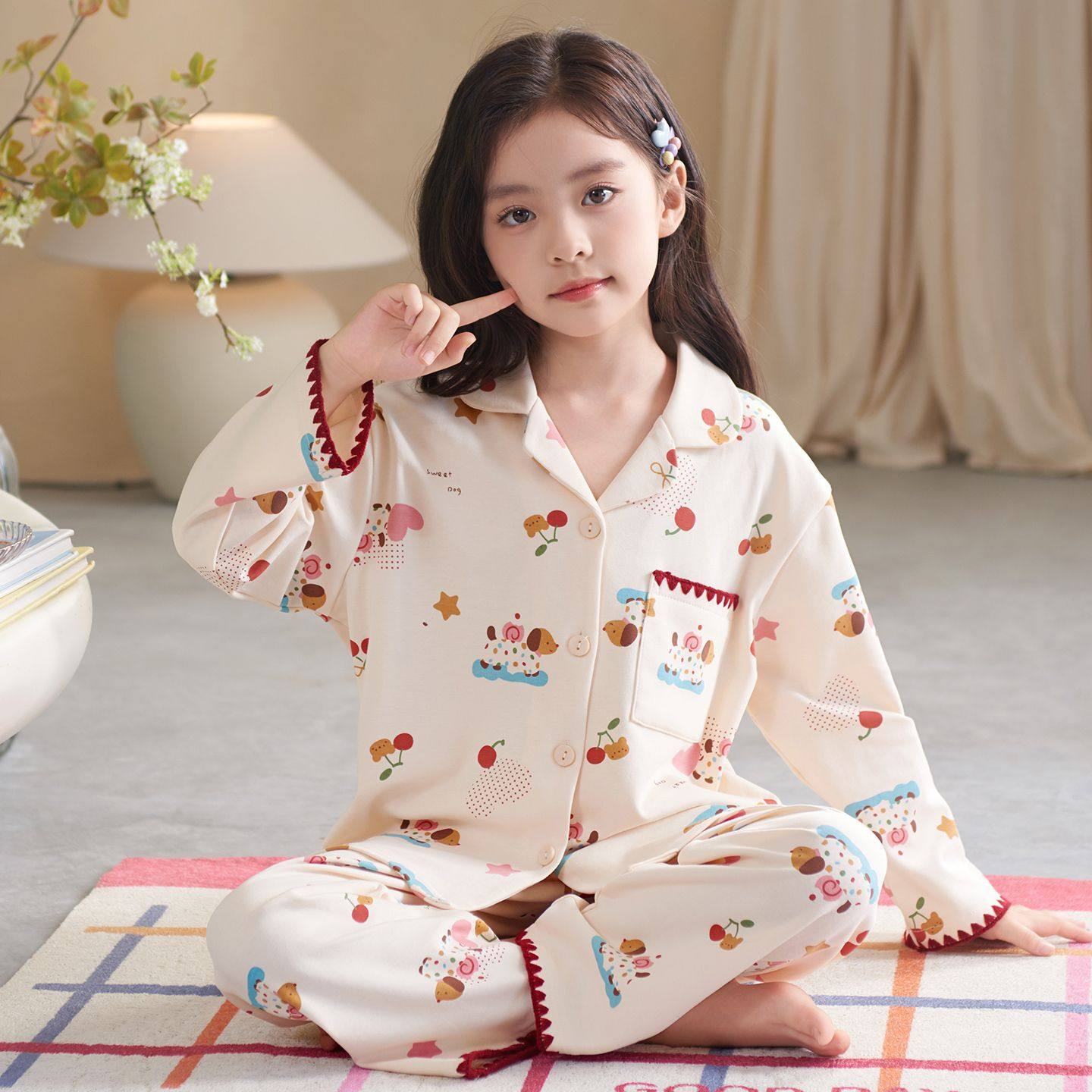 2026新款儿童睡衣女童春季纯棉卡通印花长袖女孩家居服套装中大童,女士内衣/男士内衣/家居服,睡衣/家居服套装,淘宝优惠券,粉丝福利购,淘宝优惠卷