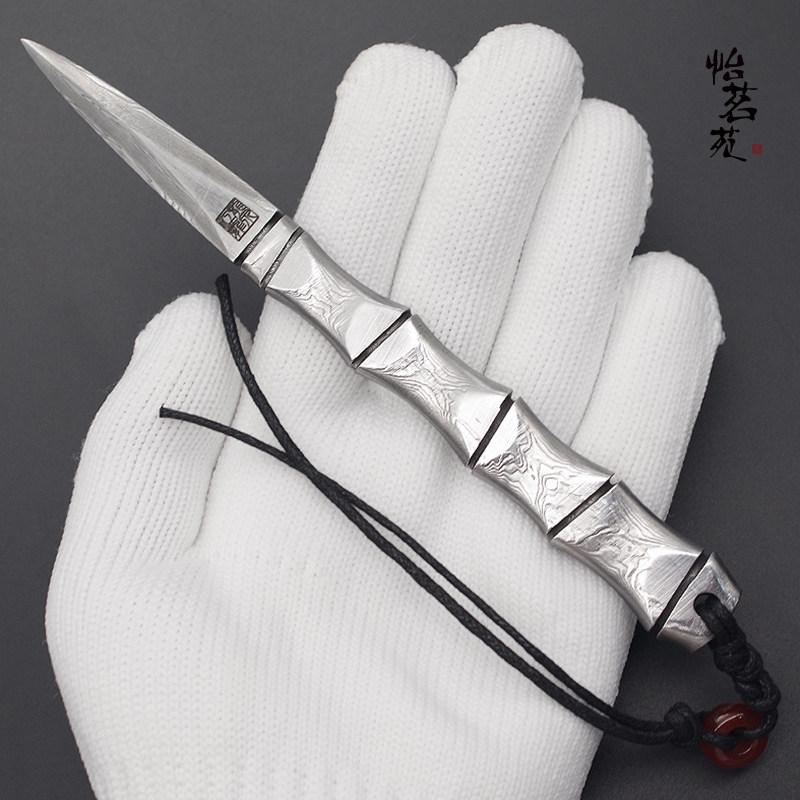 龙泉江龙手工锻打大马士革花纹钢不锈普洱茶刀撬开茶饼砖专用工具