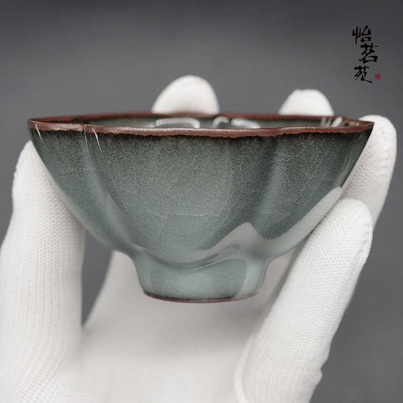 龙泉青瓷王文手工铁胎哥窑冰裂开片主人杯品茗杯泡茶杯功夫杯单杯