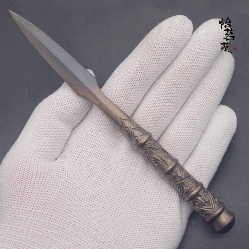 龙泉剑村胡小军不锈钢手工精雕古法脱腊撬黑茶饼开普洱砖茶刀茶针