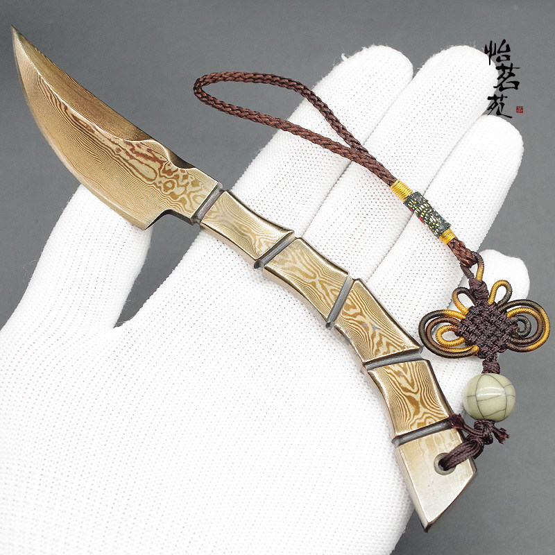 龙泉纯手工月刃百炼花纹钢大马士革普洱茶刀茶针撬切开茶专用工具