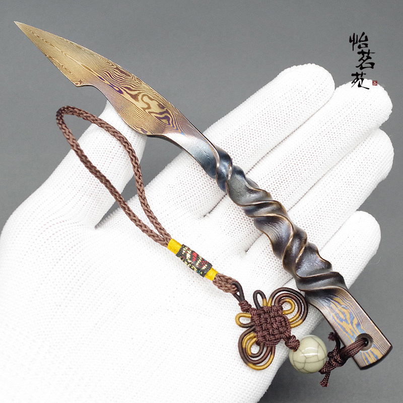 纯手工龙泉百炼花纹钢大马士革切普洱茶刀茶针茶锥撬开茶专用工具