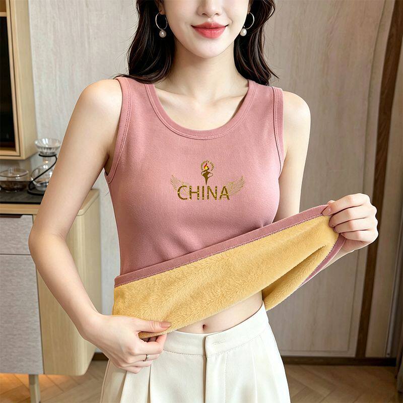 2026秋冬季背心女新款保暖加绒加厚洋气内穿防寒一体绒吊带打底衫