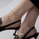 时尚 天然珍珠脚链 亮彩石串珠足链女款 小众高档设计不掉色钛钢夏季
