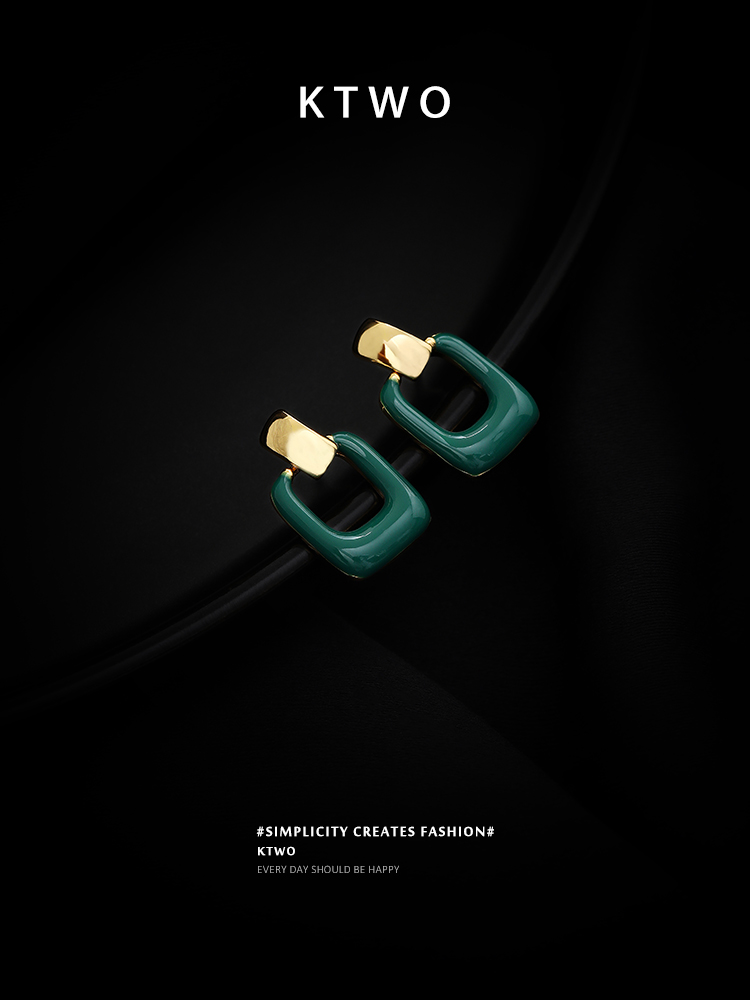 巴黎法式复古滴釉彩色耳坠耳环女