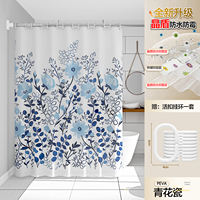 Thickened bathroom curtain fabric, anti-mold and waterproof shower curtain set, no need for drilling, bathroom partition curtain, door curtain, window hanging curtain thumbnail 7
