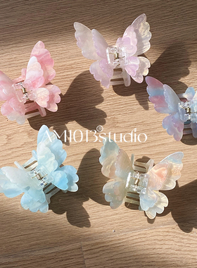 AM1013超仙双层蝴蝶抓夹时尚少女感醋酸发夹后脑勺鲨鱼夹发抓饰品