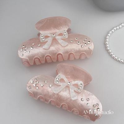 AM1013芭蕾星空粉钻蝴蝶结抓夹