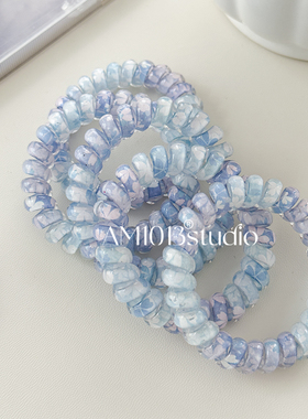 AM1013扎染风夏季清新电话线发圈扎染风丸子头绳高马尾橡皮筋发绳