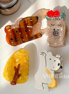 AM1013秋游啦！大号抓夹卡通小众韩系ins醋酸鲨鱼夹发夹发饰头饰