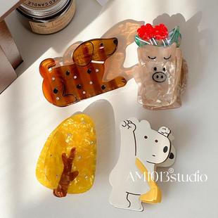 AM1013秋游啦 大号抓夹卡通小众韩系ins醋酸鲨鱼夹发夹发饰头饰