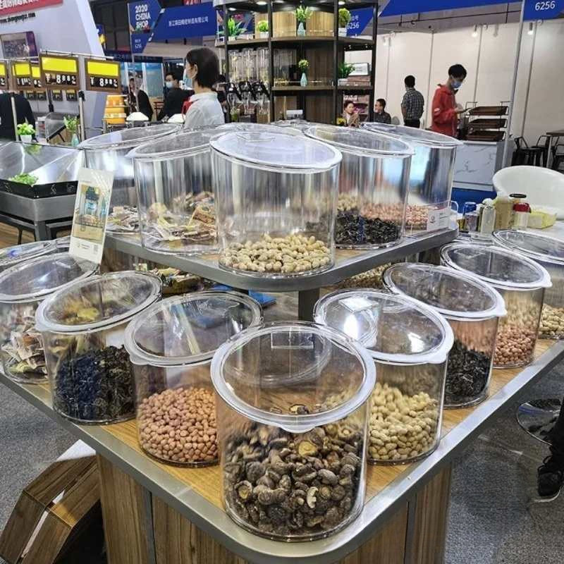 超市塑料干果密封桶炒货密封盒瓜子花生坚果防潮盒带盖圆形食品盒