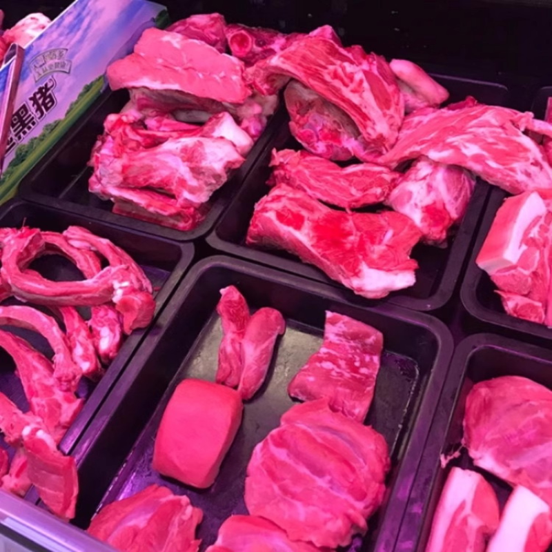 黑色加厚猪肉盘塑料托盘超市专用鲜肉托盘超市冷柜生鲜冰鲜熟食盘