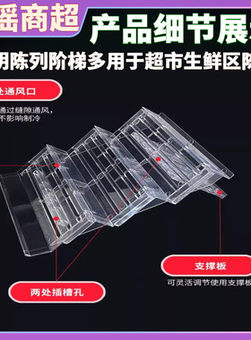 风幕柜水果陈列道具超市冷柜垫板斜面透明阶梯型展示台堆头促销架