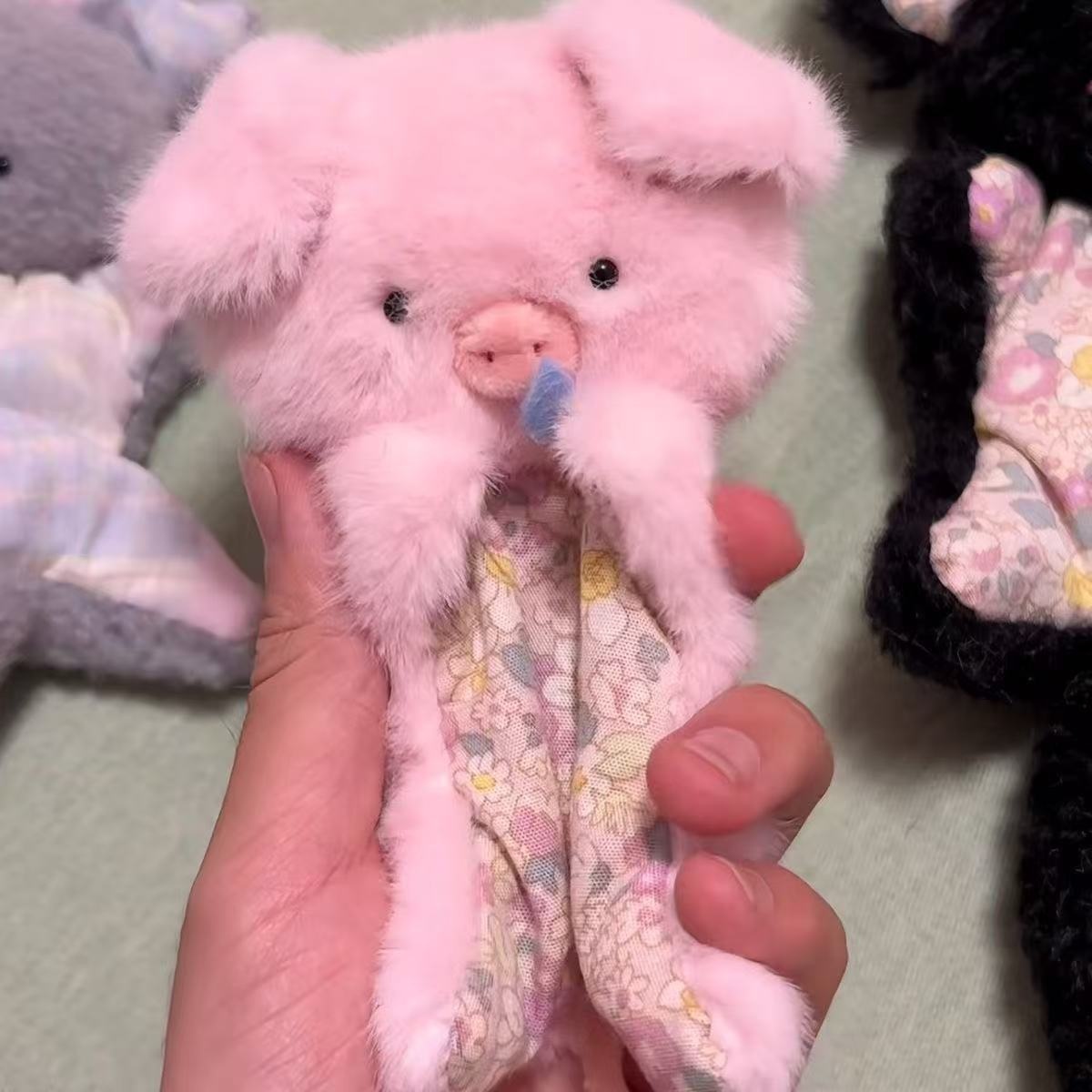 diy手工安抚小猪玩偶材料包小鼠超萌娃娃治愈安抚粉色手帕娃娃猪