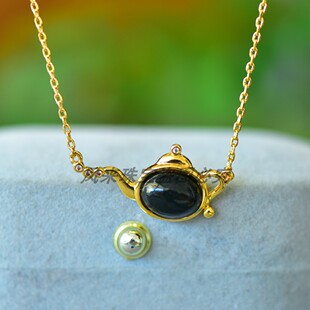 天然正品和田玉青玉自生链玉壶小巧精致女款锁骨链项链挂件吊坠