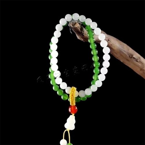 新疆羊脂玉白玉双圈手链手串手环