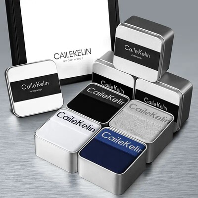 CK&LJRLTHO同款简约纯棉男士内裤抗菌裆透气男生平角四角裤礼盒装