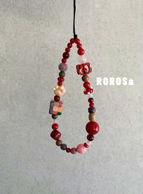 ROROSa原创设计手机挂绳Kitty手机链相机链挂饰秋冬复古新年挂件