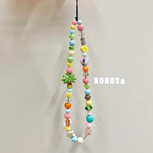 ROROSa夏日椰海原创ins椰子树手机链清凉挂件ccd相机手机挂绳挂饰