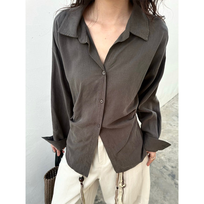 2026春季休闲百搭感解构收腰单排扣衬衣天丝开衫衬衫18620