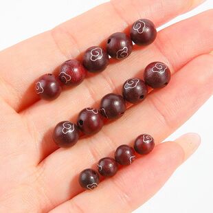 涛镶银丝红檀木散珠文玩配饰祥云珠木头珠子diy手串手链串珠配件