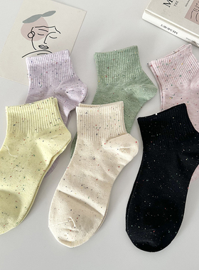 点子纱彩色短袜女夏季薄款低帮浅口ins潮网红甜美袜子春天百搭