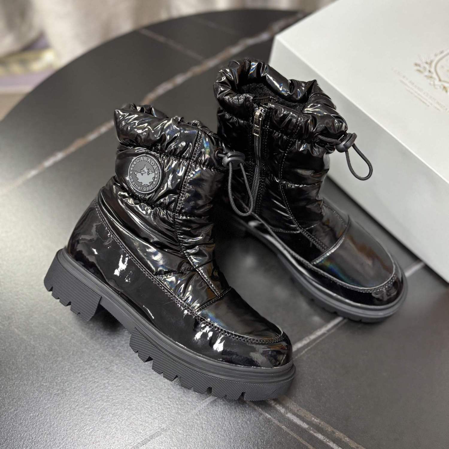 加拿大单外贸秋冬款女士高帮户外加绒保暖雪地靴防滑耐磨防水棉靴