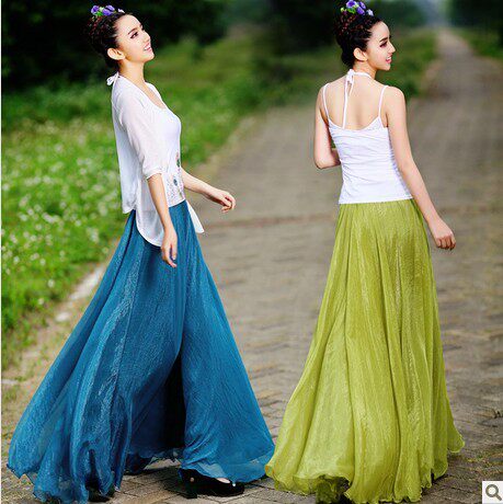 广场舞裙8米大摆半身长裙高腰雪纺沙滩度假纱裙纯色练习跳舞裙子|ruв категории Женская одежда, юбка - от Buy2taobao.com для оказания профессиональной услуги покупки агента Taobao