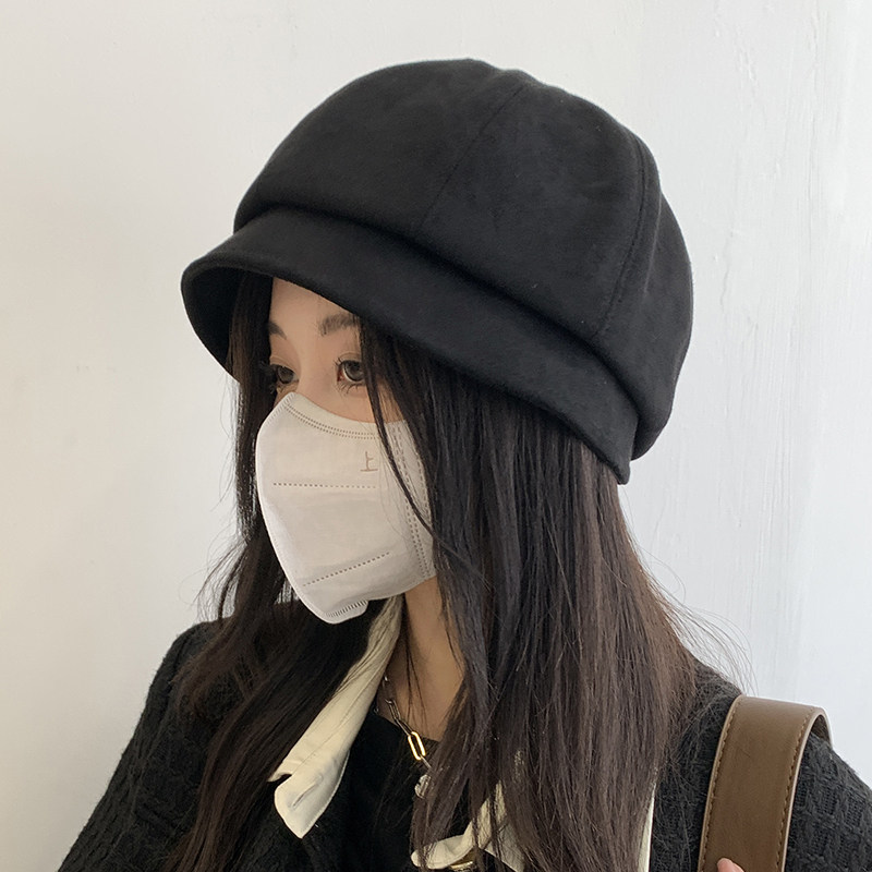 纯色帽子女秋冬百搭小沿盆帽保暖云朵贝雷帽休闲显脸小渔夫帽早春