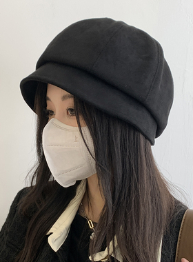 纯色帽子女秋冬百搭小沿盆帽保暖云朵贝雷帽休闲显脸小渔夫帽早春