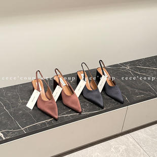 是心动呀 26FW 真丝坡跟尖头后绊带女鞋 新品 INSHUA