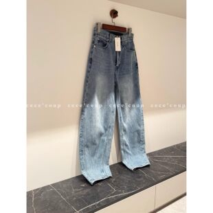 26FW INSHUA 3.28 新品 烫钻洗水直筒牛仔阔腿裤