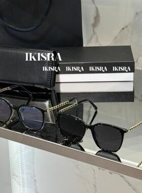 方框链条平光镜素颜眼镜