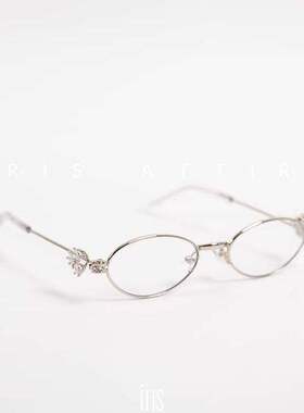新款镶钻装饰椭圆形金属眼镜架女
