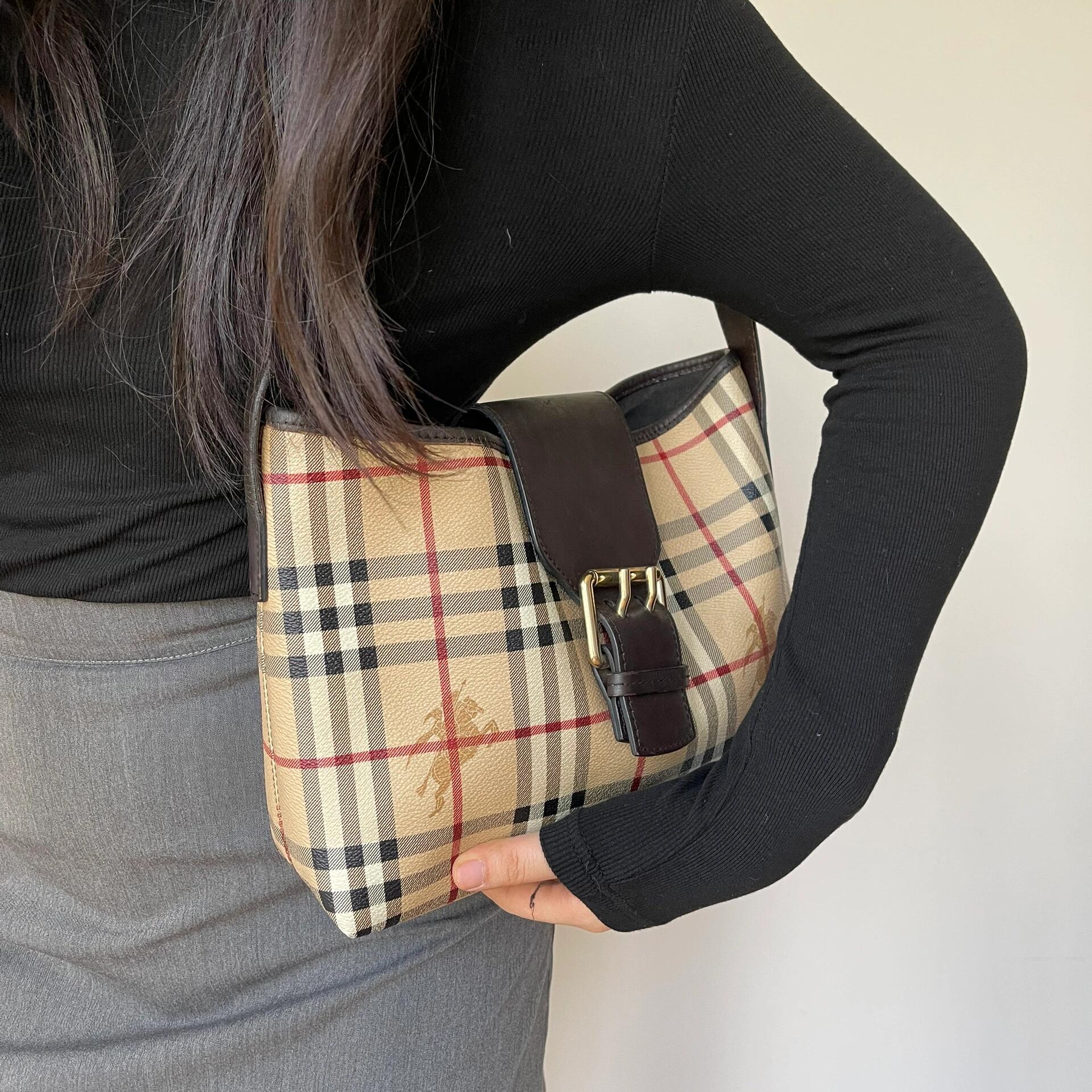 高端现货  经典TB标战马格纹双面水桶包牛皮手提单肩斜挎女包1205