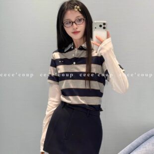 26FW INSHUA 3.28 新品 字母条纹POLO翻领短袖