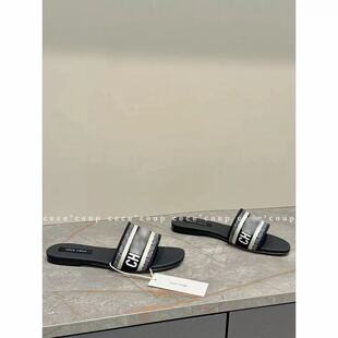 INSHUA 闭眼买 26FW经典 字母刺绣一字带拖鞋 新品 招牌