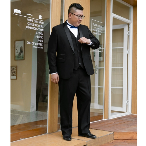 Комплект, свадебное платье, черный классический костюм, свободный крой