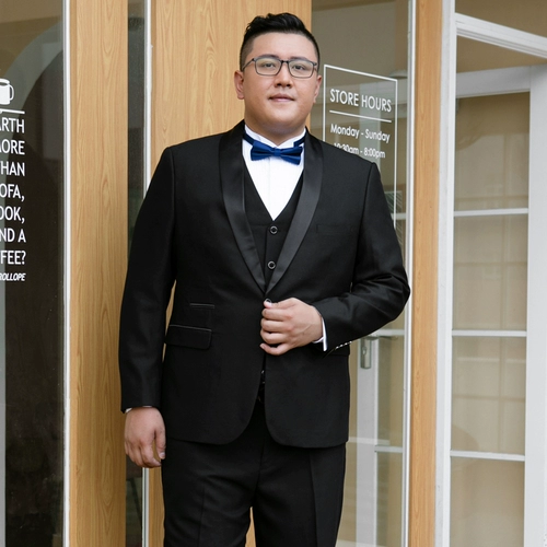 Комплект, свадебное платье, черный классический костюм, свободный крой