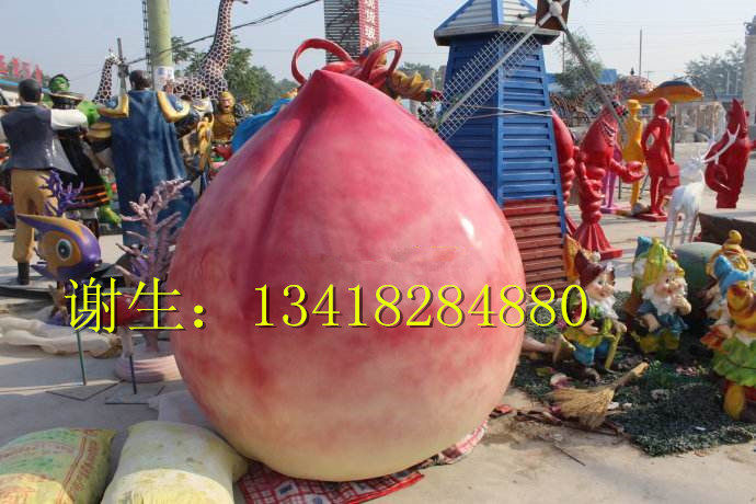 树脂桃子毛桃造型黄桃大摆件农业园发展规划仿真水蜜桃玻璃钢雕塑