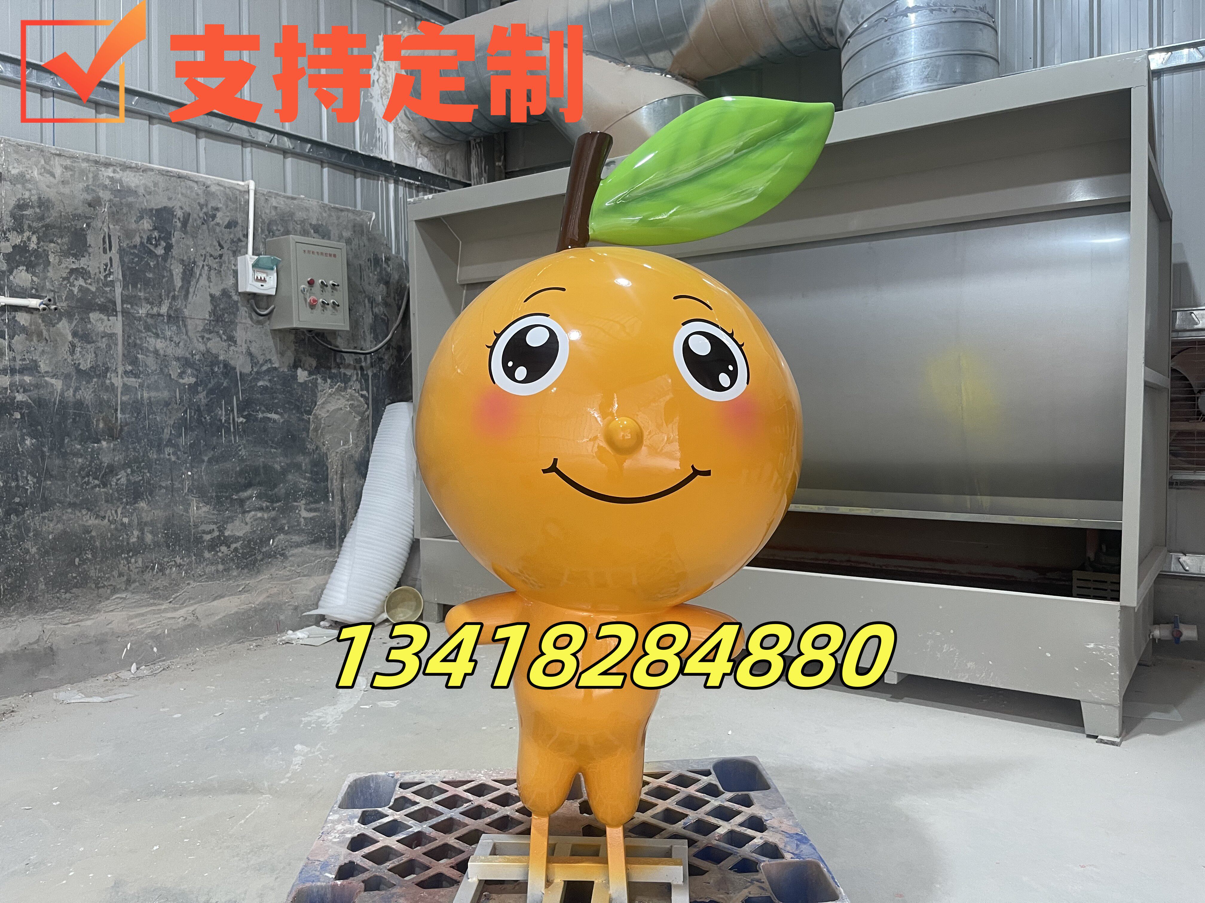 玻璃钢柑橘娃娃雕塑创意脐橙子摆件定制果园卡通公仔橘子人偶雕像