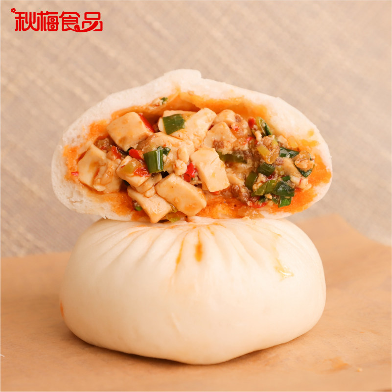 秋梅食品 建德豆腐包微辣建德特产 嫩豆腐包半成品速食100g*2只装 - 实物图
