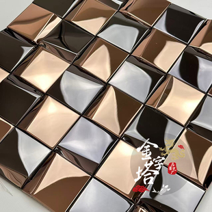 黑拉丝镜面马赛克瓷砖小块不锈钢玄关背景墙贴别墅文化墙欧式金属