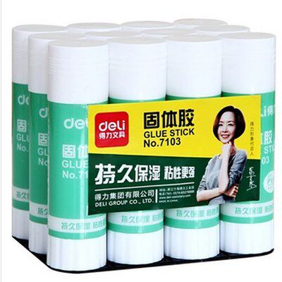12支 得力固体胶7103水办公手工粘贴胶固体胶36克固体胶大号胶棒